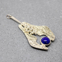 Tactile Brutalist Lapis in Silver Tone Pendant