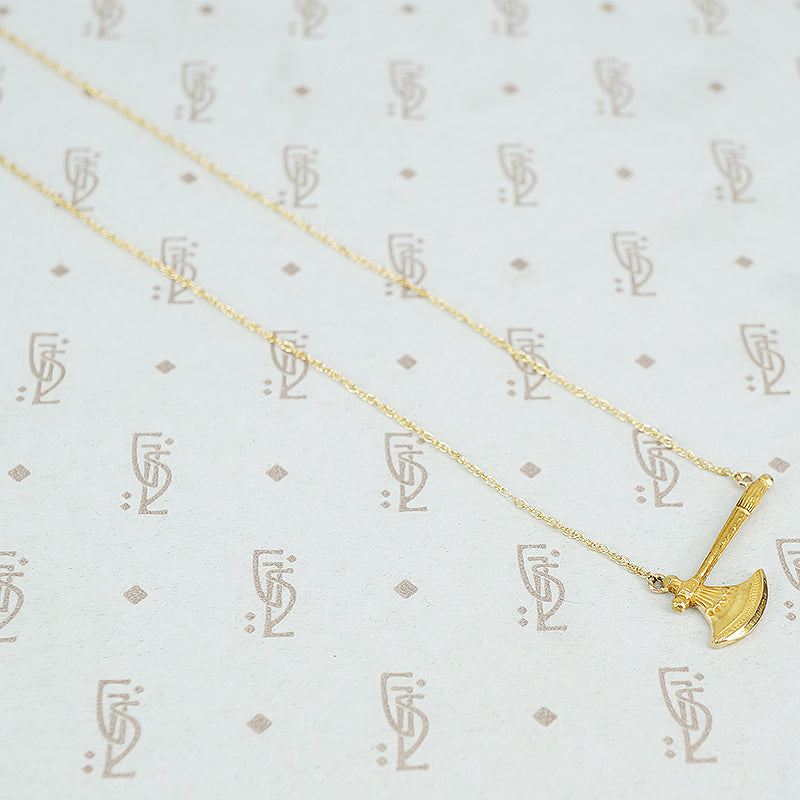 14k gold hatchet necklace