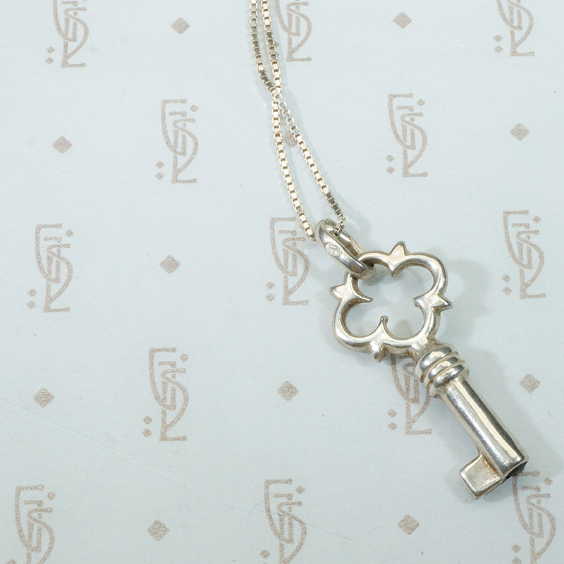 Sterling Silver Key Pendant on a Sterling Snake Chain