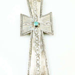 Long strand of Natural Turquoise Nuggets with a Large Silver Cross