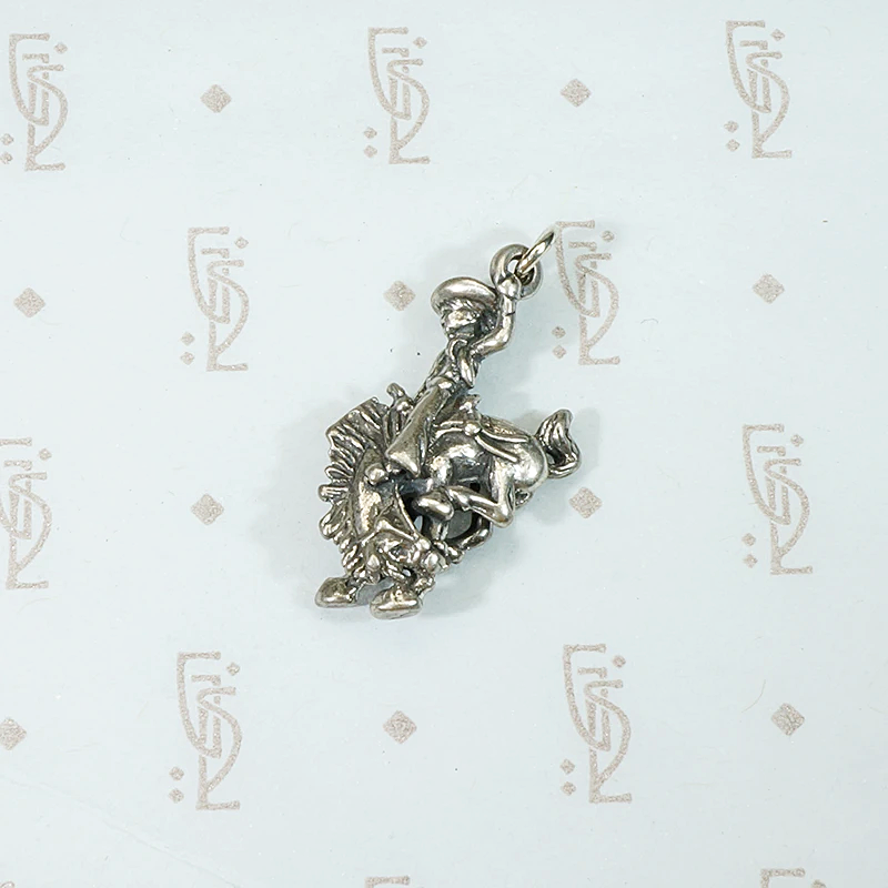 Bronco Buster Rodeo Charm in Sterling Silver
