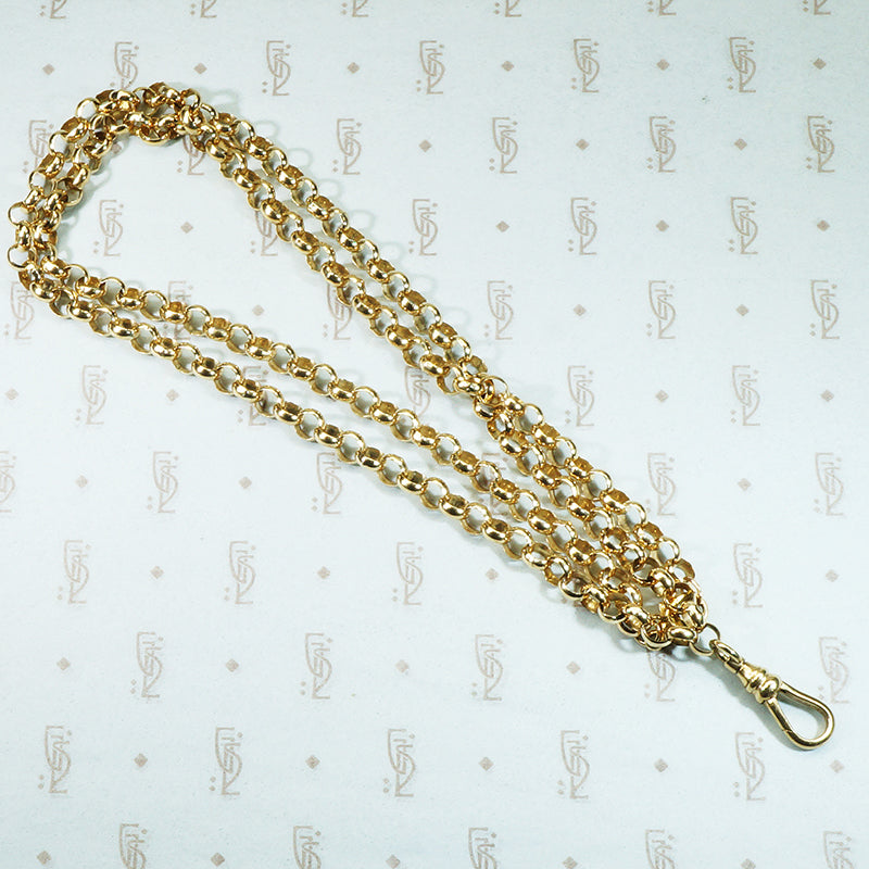 9k gold english vintage rolo chain with hook