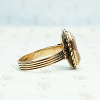 Victorian Cameo of a Man's Profile in Gold Ring, side view.