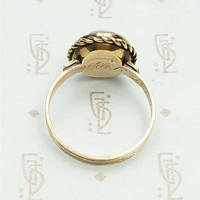 Victorian Cameo of a Man's Profile in Gold Ring, back view.