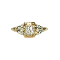 Rose and White Gold Vintage Diamond Engagement Ring - Gem Set Love