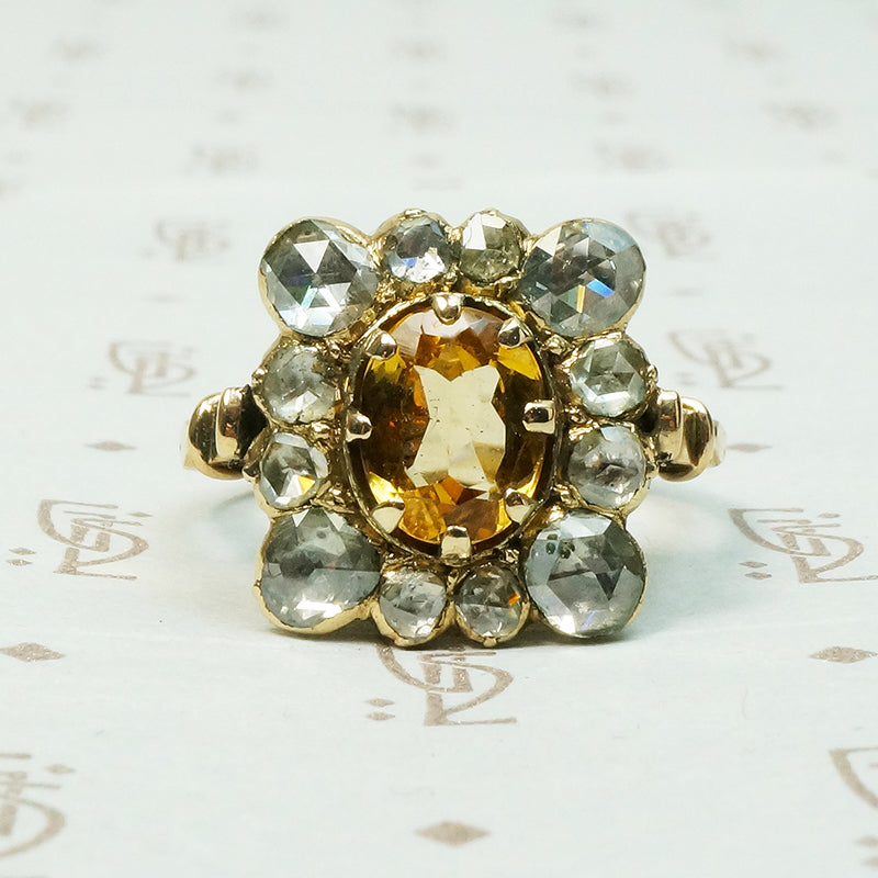 Rose Cut Diamond 19thc Picture Frame Ring