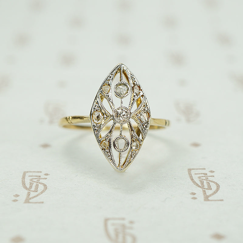 Lacy Edwardian Rose Cut Diamond Ring