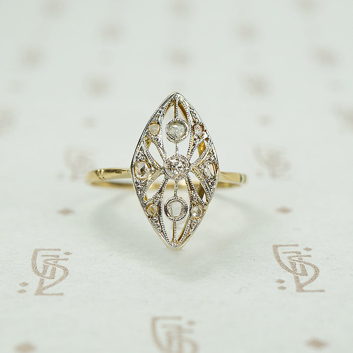 Lacy Edwardian Rose Cut Diamond Ring