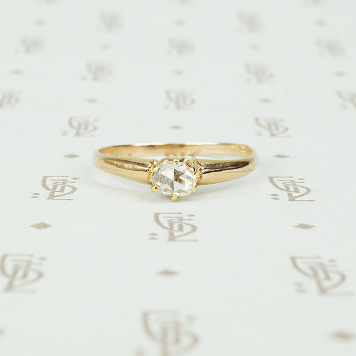 antique rose cut diamond solitaire 14k yellow gold