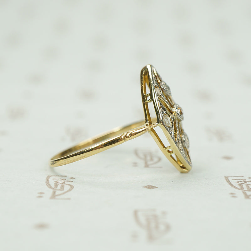 Lacy Edwardian Rose Cut Diamond Ring