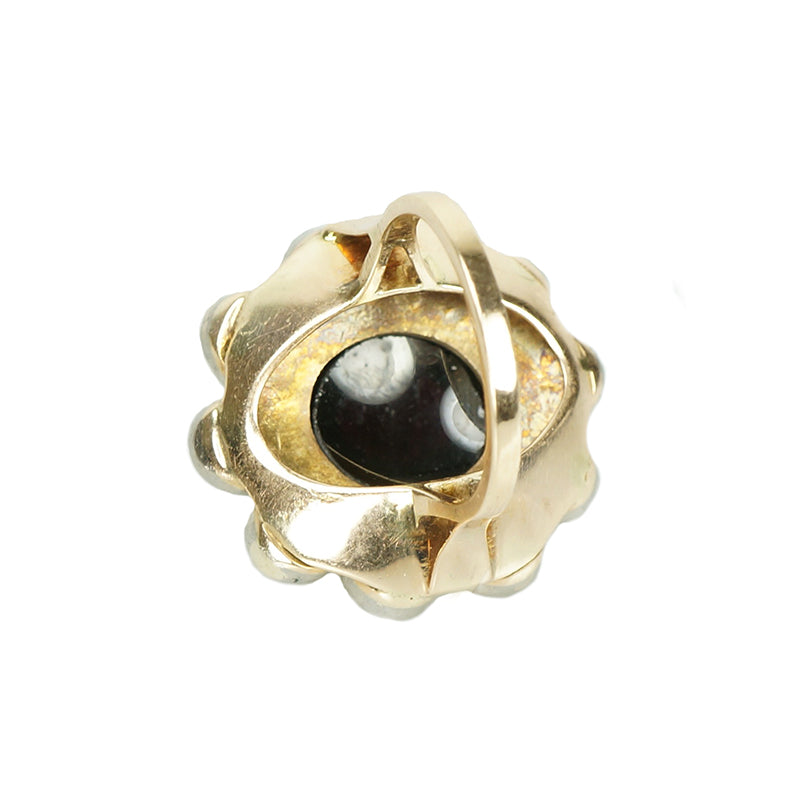 Impressive Antique Carbuncle and Rose Cut Garnet Ring - Gem Set Love