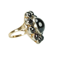 Impressive Antique Carbuncle and Rose Cut Garnet Ring - Gem Set Love
