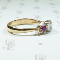 Rose Cut Diamond and Rubies Gold Ring