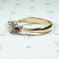 Rose Cut Diamond and Rubies Gold Ring