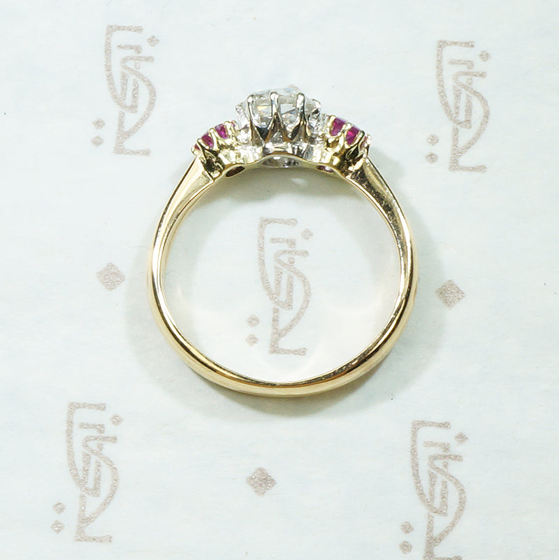 Rose Cut Diamond and Rubies Gold Ring