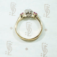 Rose Cut Diamond and Rubies Gold Ring