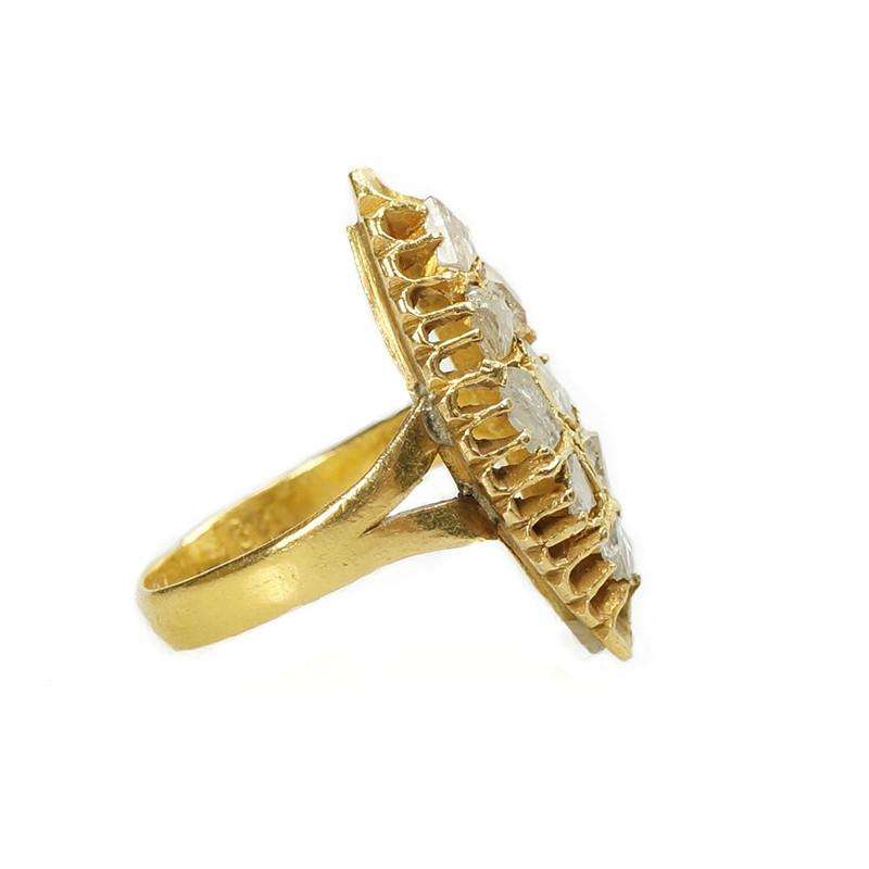 Antique Navette Shaped Rose Cut Diamond Ring