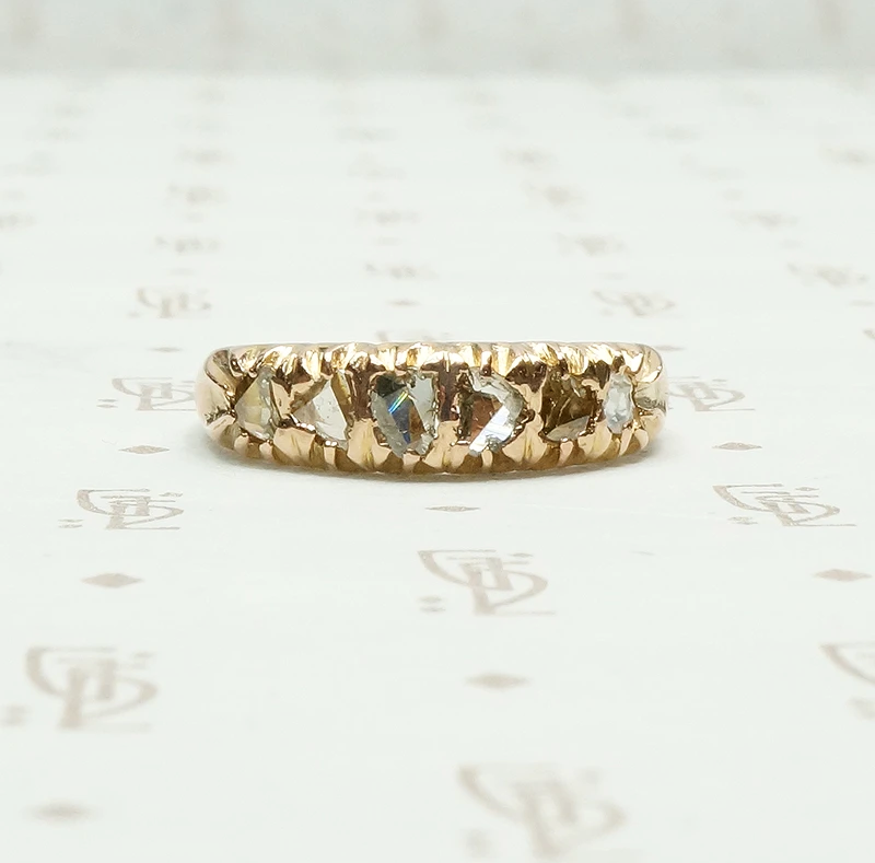 chunky rose cut diamond band in 14k rose gold 