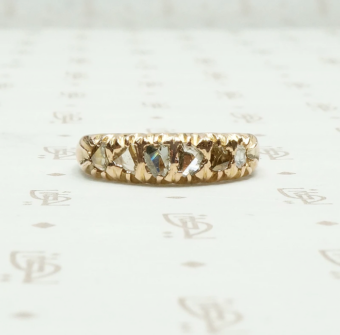 chunky rose cut diamond band in 14k rose gold 