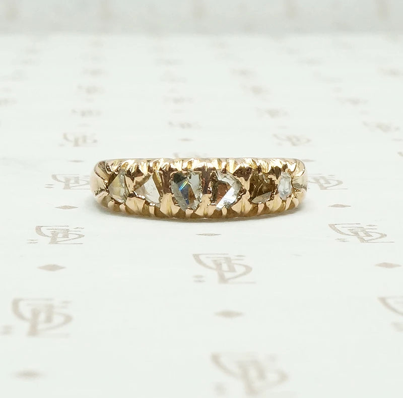 chunky rose cut diamond band in 14k rose gold 