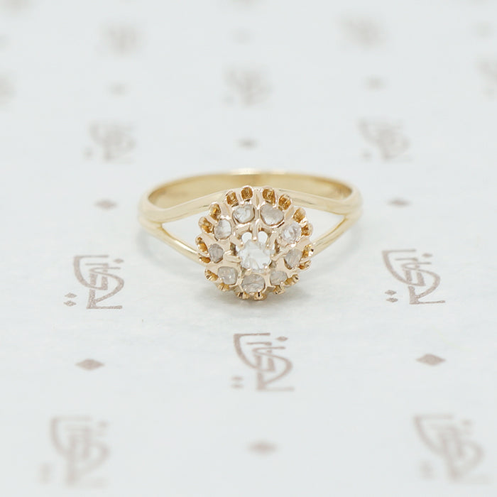 Adorable Pile of Rose Cut Diamonds in 18k yellow gold