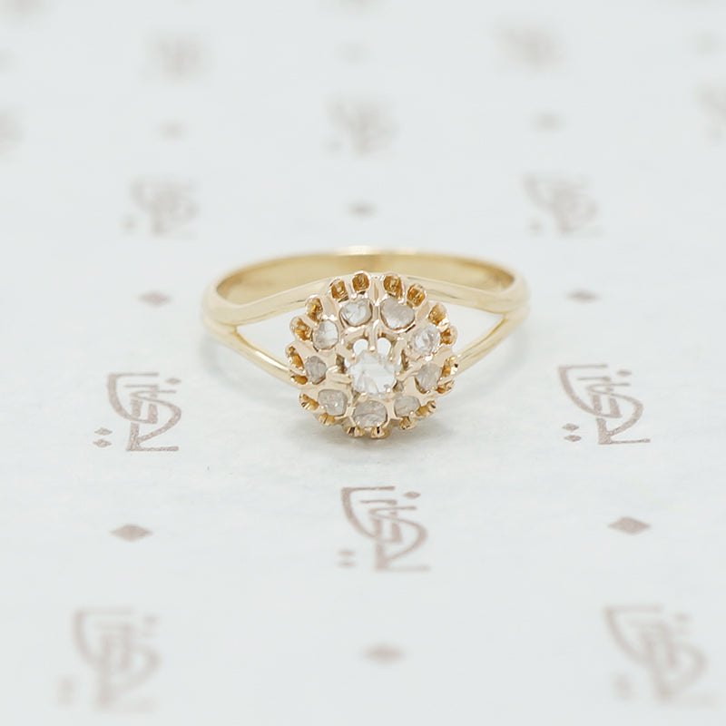 Adorable Pile of Rose Cut Diamonds in 18k yellow gold