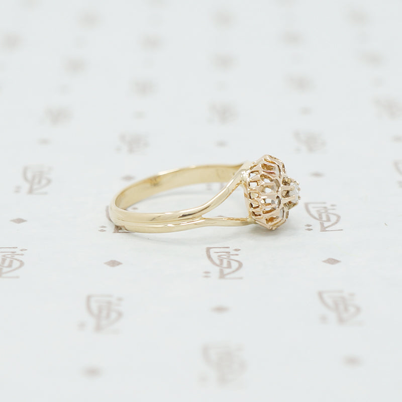 Adorable Pile of Rose Cut Diamonds in 18k yellow gold