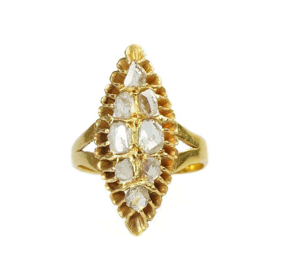 Antique Navette Shaped Rose Cut Diamond Ring