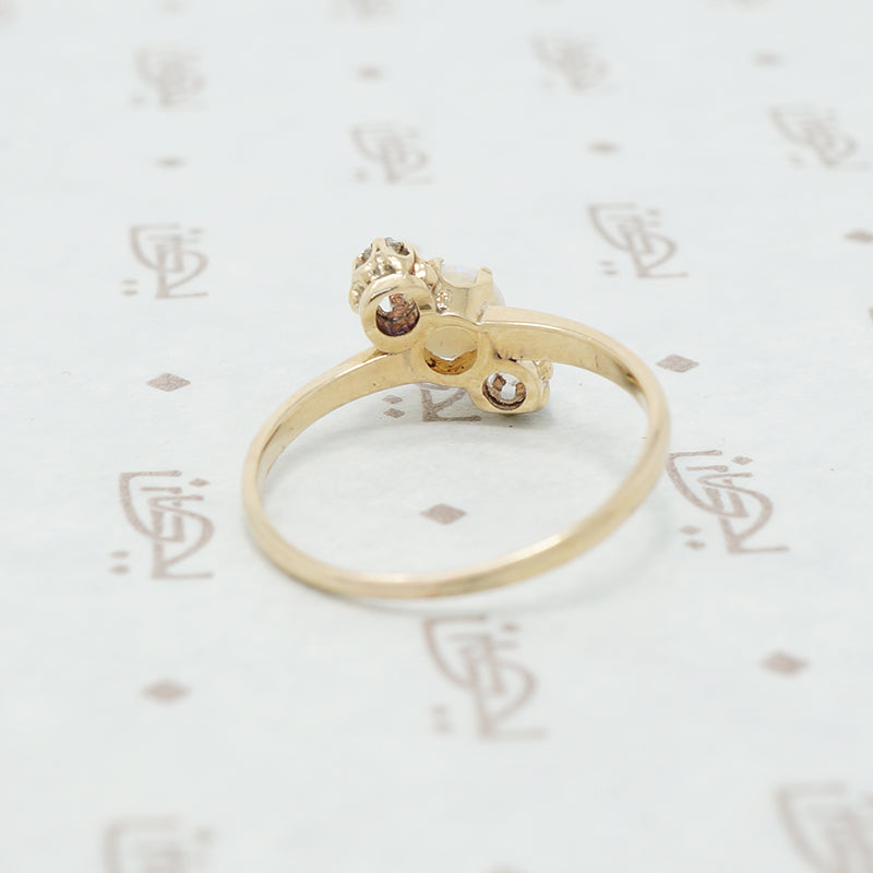 rose cut diamond and opal ring back view