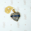 rose cut diamond and sapphire heart in 18k yellow gold and sterling silver heart shaped pendant