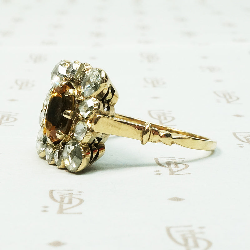 Rose Cut Diamond 19thc Picture Frame Ring