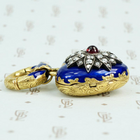 enameled rose cut diamond pendant locket side view