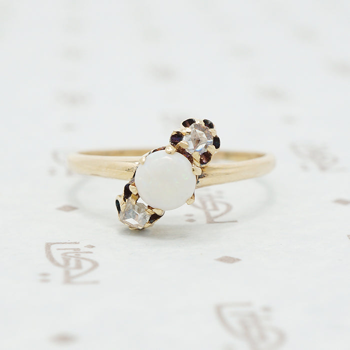 rose cut diamond and opal ring