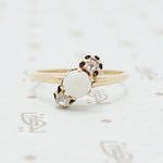 rose cut diamond and opal ring