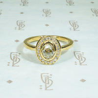 Rose Cut Diamond Halo 18k Yellow Gold Ring