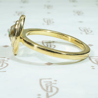 Rose Cut Diamond Halo 18k Yellow Gold Ring