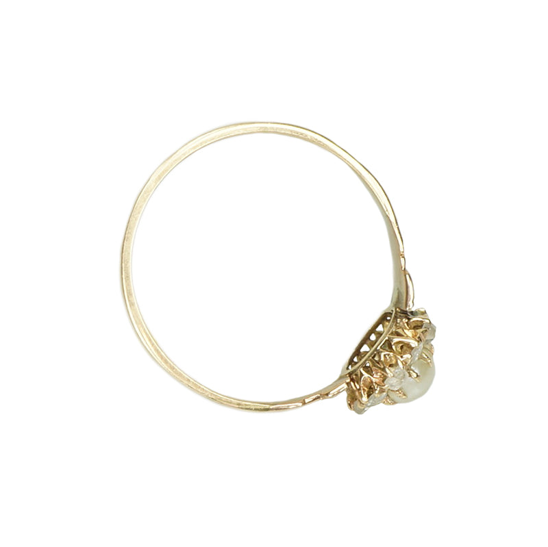 Rose Gold Natural Pearl Rose Cut Diamond Ring - Gem Set Love