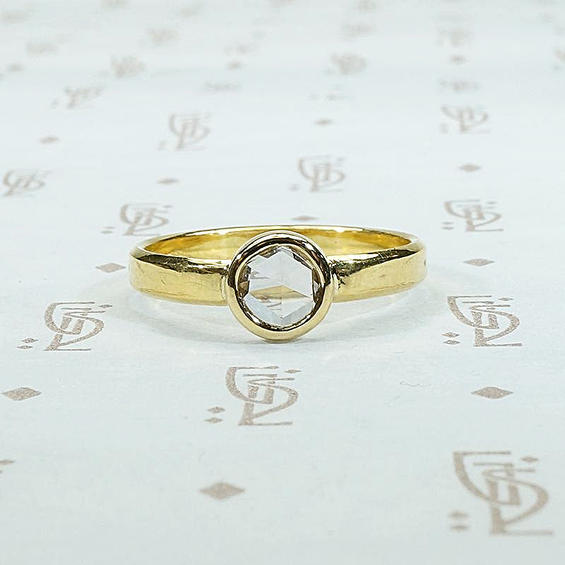 Rose Cut Diamond Solitaire in Decadent High Carat Gold 