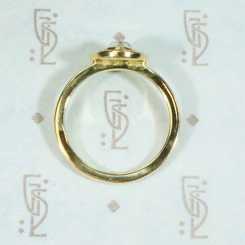 Rose Cut Diamond Halo 18k Yellow Gold Ring