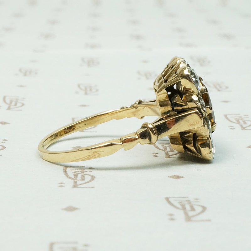 Rose Cut Diamond 19thc Picture Frame Ring