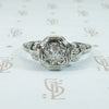 rose cut diamond in 18k white gold filigree ring