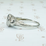 White Gold Filigree Rose Cut Diamond Ring