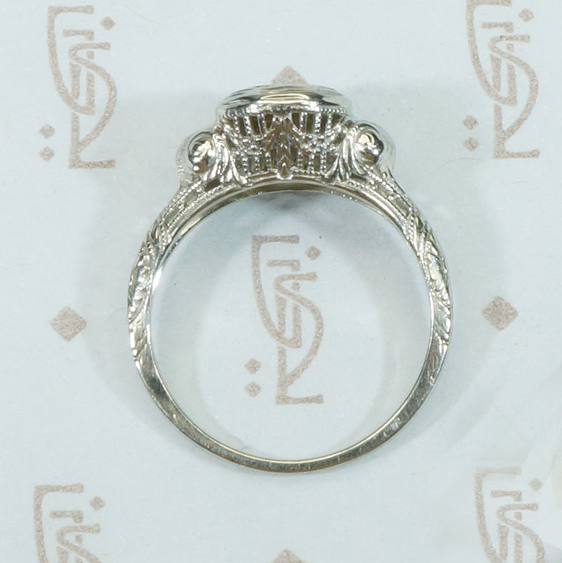 White Gold Filigree Rose Cut Diamond Ring