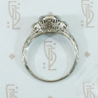 White Gold Filigree Rose Cut Diamond Ring