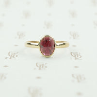 rose cut garnet 14k recycled gold ring