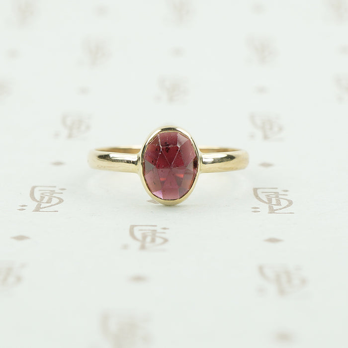 rose cut garnet 14k recycled gold ring