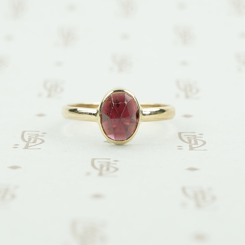 rose cut garnet 14k recycled gold ring