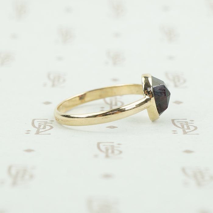 rose cut garnet 14k recycled gold ring
