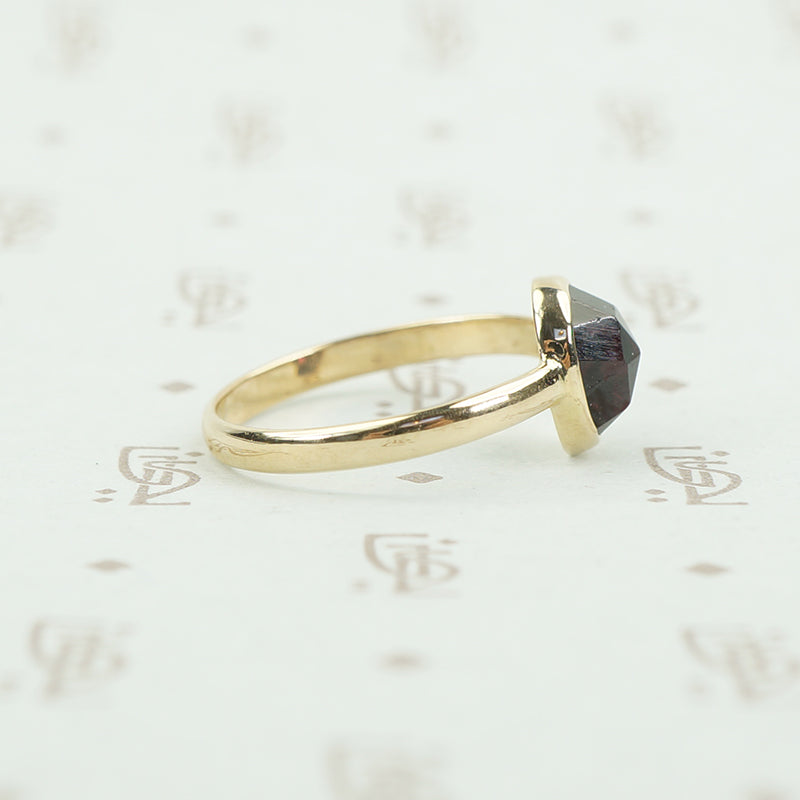 rose cut garnet 14k recycled gold ring