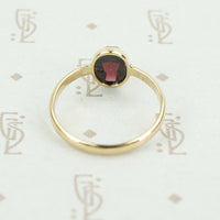 rose cut garnet 14k recycled gold ring side view